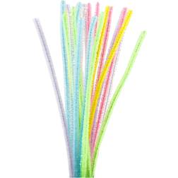 Creativ Company Pipe Cleaners, L: 30 cm, thickness 6 mm, glitter, pastel colours, 24 pc/ 1 pack