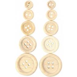 Creativ Company Assortiment De Boutons En Bois Non Laqué Avec 2 Et 4 Tous Réf 40309