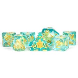 Metallic Dice Games LIC742 Polyhedral Turtle Dice Set, Blue & Green Set of 7
