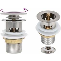 vidaXL Afvoer pop-up met overloop 6,4x6,4x9,1 cm zilverkleurig