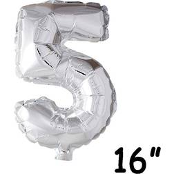 Globos Sølv folieballon som tallet 5