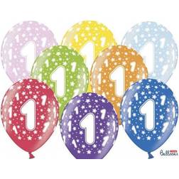 PartyDeco Ballong Metallic ø 30 cm med nummer 1, 6 st