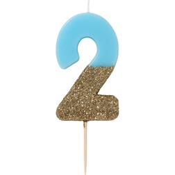 Talking Tables Bougie Anniversaire Bougies Gâteau Anniversaire Bougies Anniversaire Originales Bougie Bleue Bougie Chiffre 3 Topper Gâteau Anniversaire Paillettes Or et Bleu