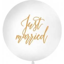 PartyDeco Just Married Ballon, Guld