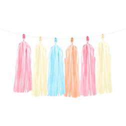 PartyDeco Mix Tassel guirlande lyserød, lyseblå, creme, fersken