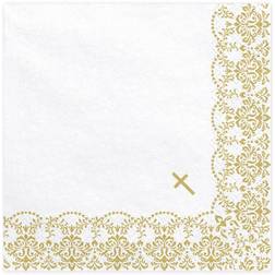 PartyDeco 20 serviettes première communion or 33x33cm sp3364019