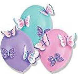 Amscan 9909727 Latex Flutter with Paper Appliques, Pack of 3, Butterfly, Balloons, Decoration, Children's Birthday, Theme Party, Multicoloured
