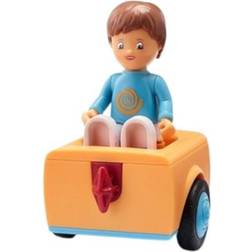 Siku Toddys by 0201, Adam Addy, 1-piece connecting middle part with wheels, Interconnectable, Includes movable play figure, Orange/Light Blue, 18 months