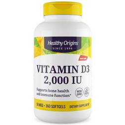 Healthy Origins Vitamin D3 2000 IU 360 Softgels