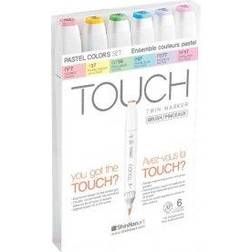 Touch Twin Brush Markers, 6 stk. pastelfarver