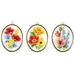 Broderikit Tavlor Blommor 3-pack