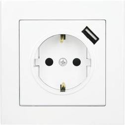 Malmbergs Vägguttag Optima med 1xUSB-uttag vit