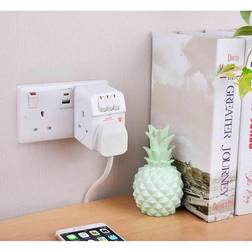 Masterplug 3 Socket Switched Surge Adaptor White