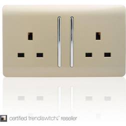 Trendi Switch Trendi 2 Gang 13 Amp Switched Socket Long Rocker Gold