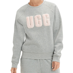 UGG W Madeline Fuzzy Logo Crewneck Sweatshirt - Grey Heather/Sonora