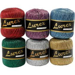 Creotime Lurex Glittergarn Mixade Färger 6x25 g