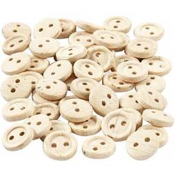 Creativ Company Wooden Buttons, D: 8 mm, 2 holes, 50 pc/ 1 pack