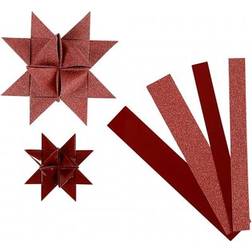 Vivi Gade Paper Star Strips, L: 44 78 cm, D: 6,5 11,5 cm, W: 15 25 mm, glitter,varnish, red, 40 strips/ 1 pack