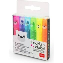 Legami Teddy's style 6-pack mini-highlighters med neonfärger