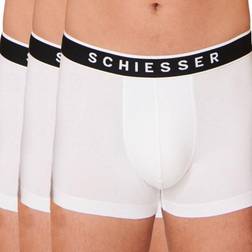 Schiesser 95/5 Organic Cotton Woven Elastic Wistband Boxer Briefs 3-pack - White