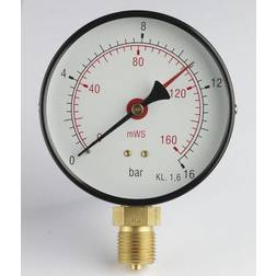Manometer 1/2XØ80 0-0,6 bar/0-6 MVS, nedadrettet studs