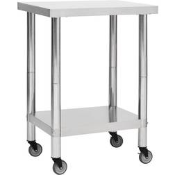 vidaXL Stainless Steel Silver Carrito Mesa 30x59.9cm