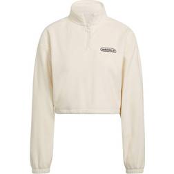 Adidas Women Retro Luxury 1/4 Zip Cropped Sweater - Wonder White