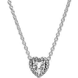 Pandora Elevated Heart Necklace - Silver/Transparent