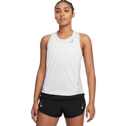 Nike Canotta Running Df Race Bianco Reflective Argento Donna - Argento