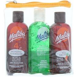 Malibu Fast Tanning Oil SPF4 Bronzing Tanning Oil & Aloe Vera Travel Bag 3 x 100ml 100ml