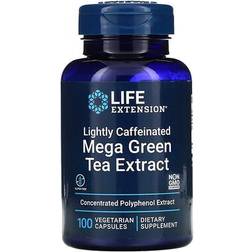 Life Extension Mega Green Tea Extract Lightly Caffeinated with 98 Polyphenols 725 mg. 100 Vegetarian Capsules