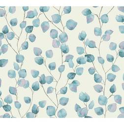 Living Walls Floral Wallpaper Greenery A.S. Création Non-Woven Wallpaper 10.05 m x 0.53 m Blue White Made in Germany 370444 37044-4