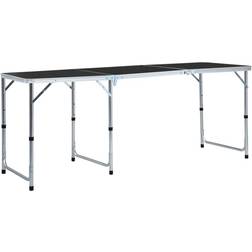 vidaXL Hopfällbart campingbord grå aluminium 180x60 cm