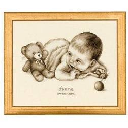 Vervaco Vervaco Birth Record Baby with Teddy Counted Cross Stitch Kit, Multi-Colour