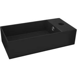 vidaXL Lavabo Con Rebosadero Cerámica Negro Mate