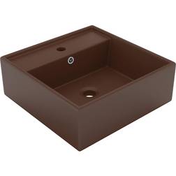 vidaXL Lavabo Carré À Trop-plein Marron Foncé Mat 41x41 cm Céramique