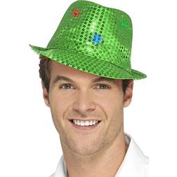 Smiffys Light Up Sequin Trilby Hat Green