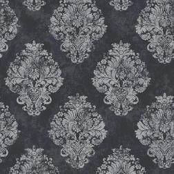 Galerie Metallic FX Traditional Damask 33 L x 21 in Black