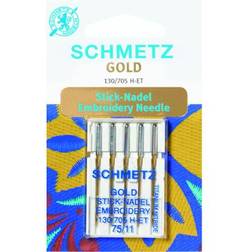 Schmetz (Gold Embroidery (Titanium Nitride) Size 75/11) Schmetz Sewing Machine Needles, 5pk