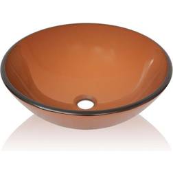 vidaXL Lavabo Verre Trempé 42 cm Marron