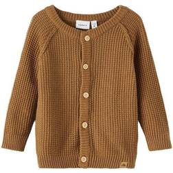 Name It Organic Cotton Knitted Cardigan - Brown/Toasted Coconut (13195729)