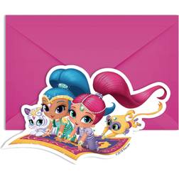 Vegaoo Generic PR89740 Pack of 6 Invitations and Envelopes Shimmer Et Shine One Size Multicoloured