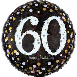 Amscan Folienballon 60 Sparkling Birthday, Schwarz, Silber, Gold (5)