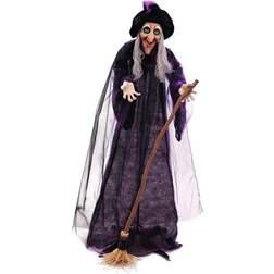 Europalms Halloween heks med kost, 175 cm