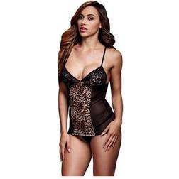 Baci Lingerie White Collection Leopard Basque with Garter Stays No Panty