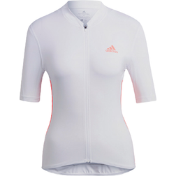 adidas The Short Sleeve Cycling Jersey Women - White/Acid Red