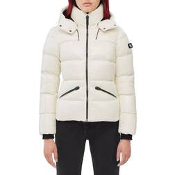 Mackage Madalyn Lustrous Light Down Jacket with Hood - Cream