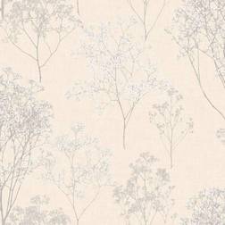 Homestyle Wallpaper Herbs and Flowers Beige and Grey