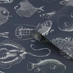 Contour Non-woven Tapet Into the Deep Blå 10mx52cm