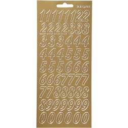 Creotime Stickers, ark 10x23 cm, guld, tal, 1ark